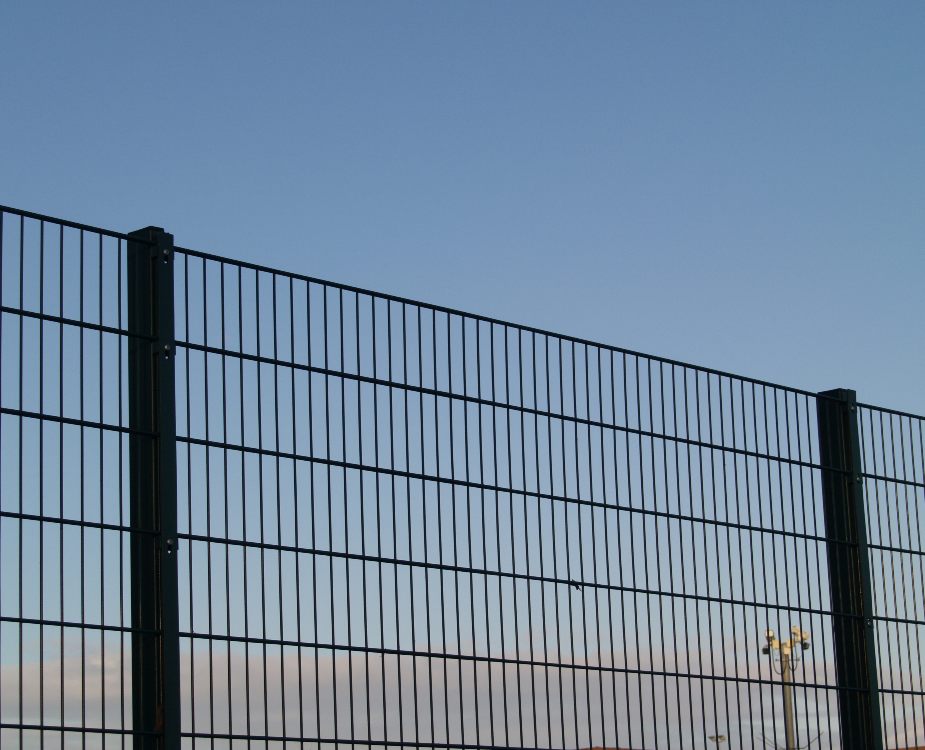 Green twin wire mesh panel fencing
